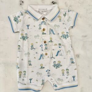 Babycottons White and Blue Cotton Romper
